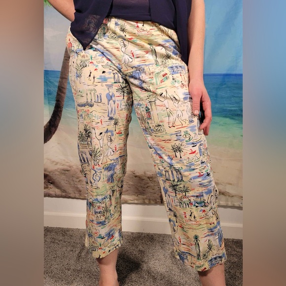2 for $20 ⚜️ Exofficio Vacation Art Pattern Women’s Cropped Pants Size 6 - Picture 2 of 6